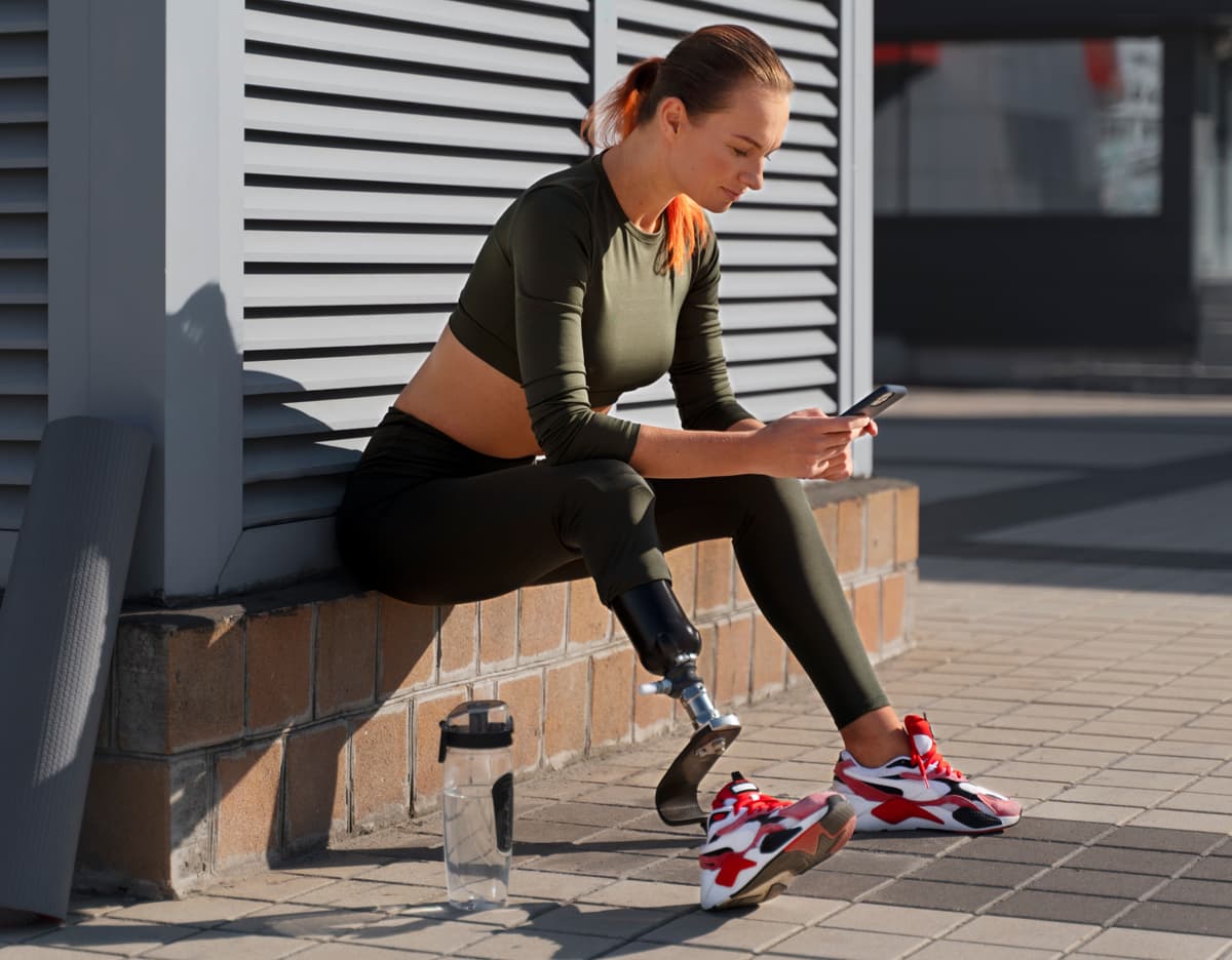 Person with prosthetic leg